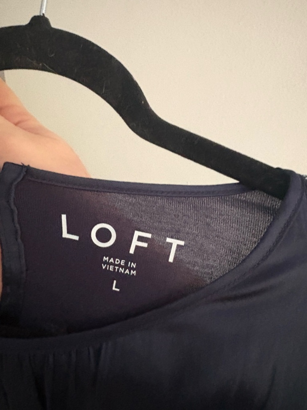 LOFT Navy Ruffle-Trim Long Sleeve Blouse - Picture 3 of 3